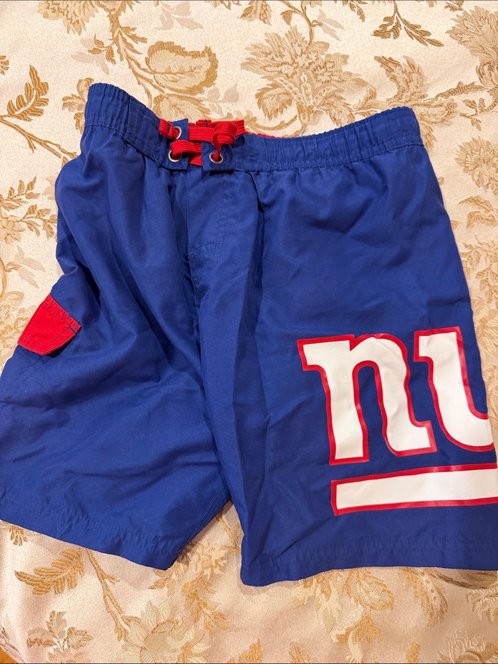 NFL Red & White Mesh Lined Shorts with Navy Stitching